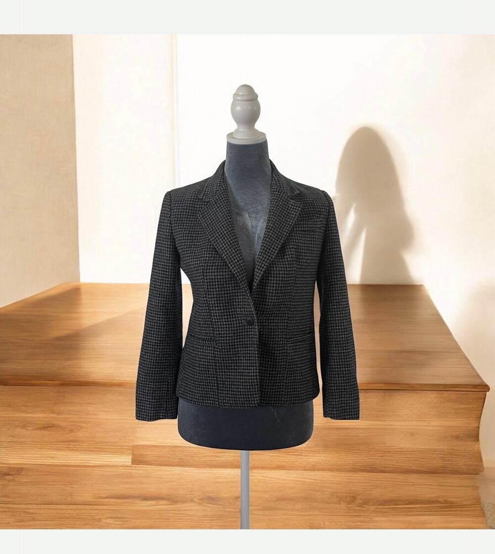 Jones New York Black & Gray Blazer Jacket Size 4P